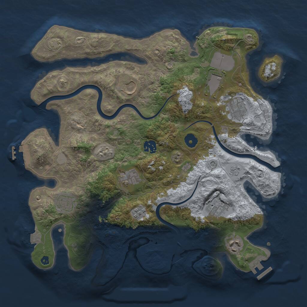 Rust Map: Procedural Map, Size: 3500, Seed: 3592, 15 Monuments
