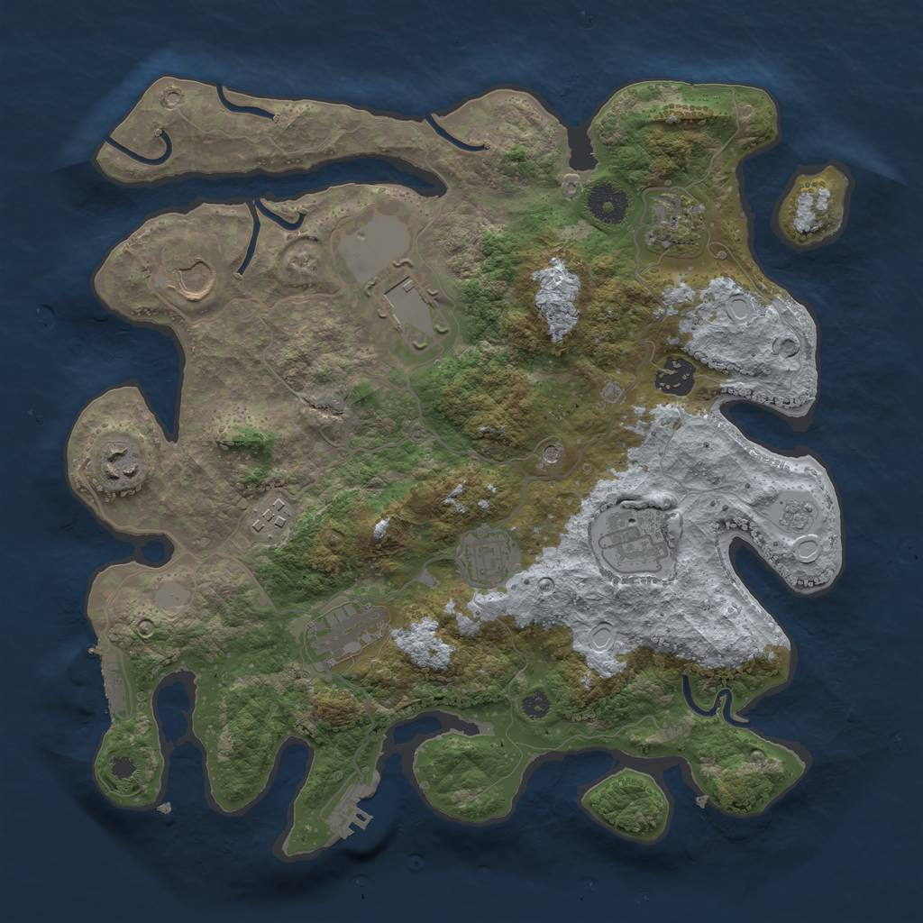 Rust Map: Procedural Map, Size: 3500, Seed: 3592, 18 Monuments