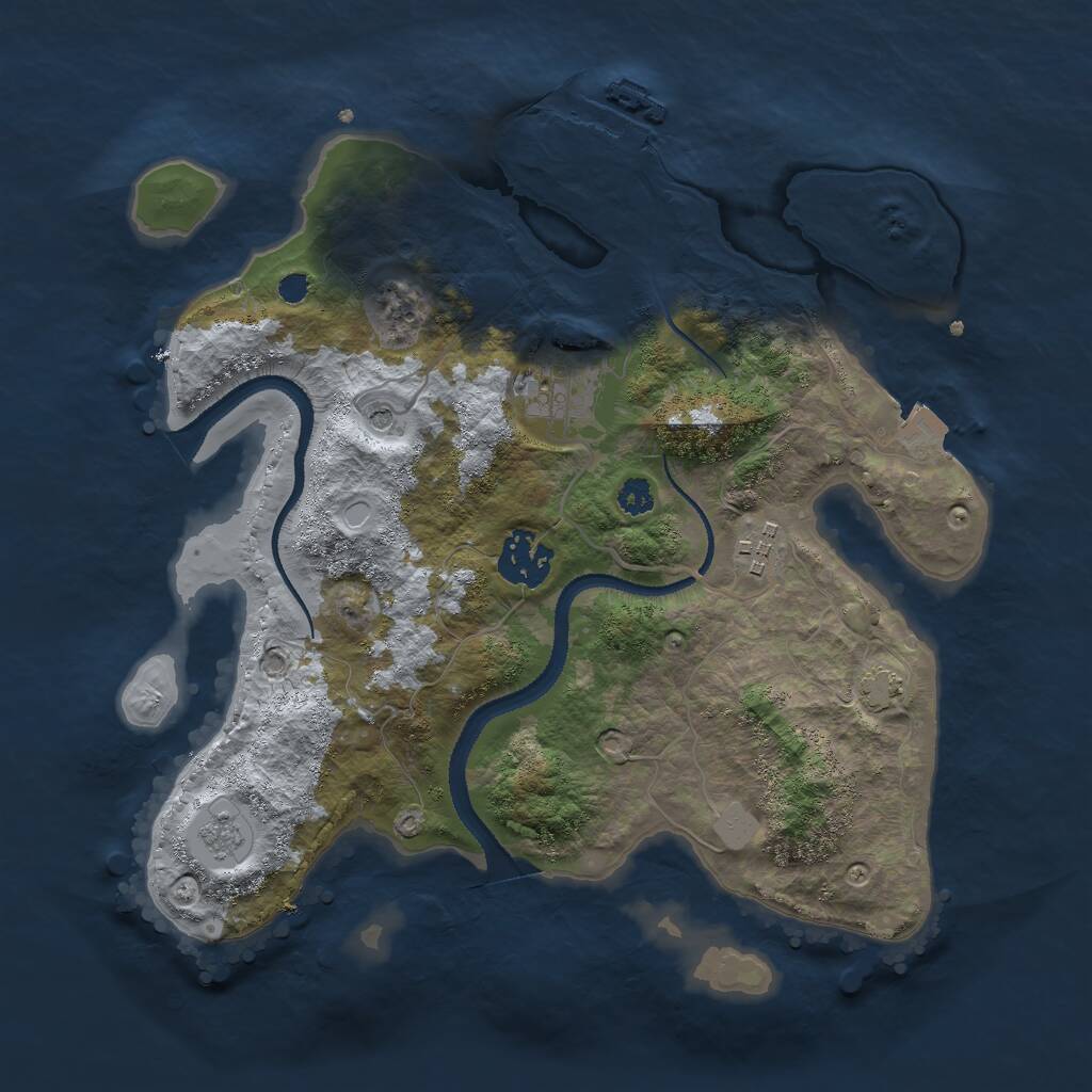 Rust Map: Procedural Map, Size: 3000, Seed: 26980, 8 Monuments