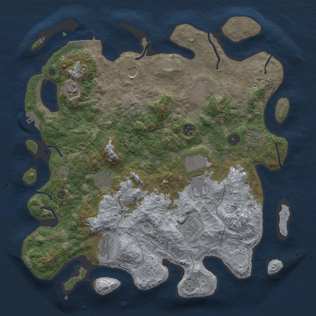 Rust Map: Procedural Map, Size: 4000, Seed: 1957301124, 19 Monuments