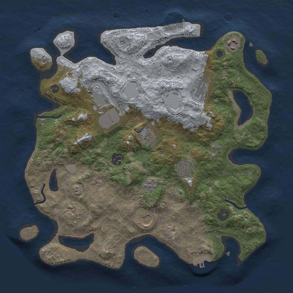 Rust Map: Procedural Map, Size: 3600, Seed: 91079629, 18 Monuments