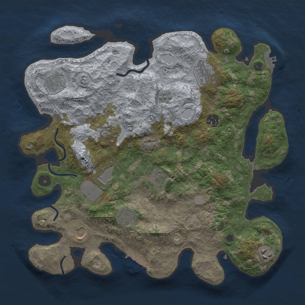 Rust Map: Procedural Map, Size: 3700, Seed: 745781523, 19 Monuments
