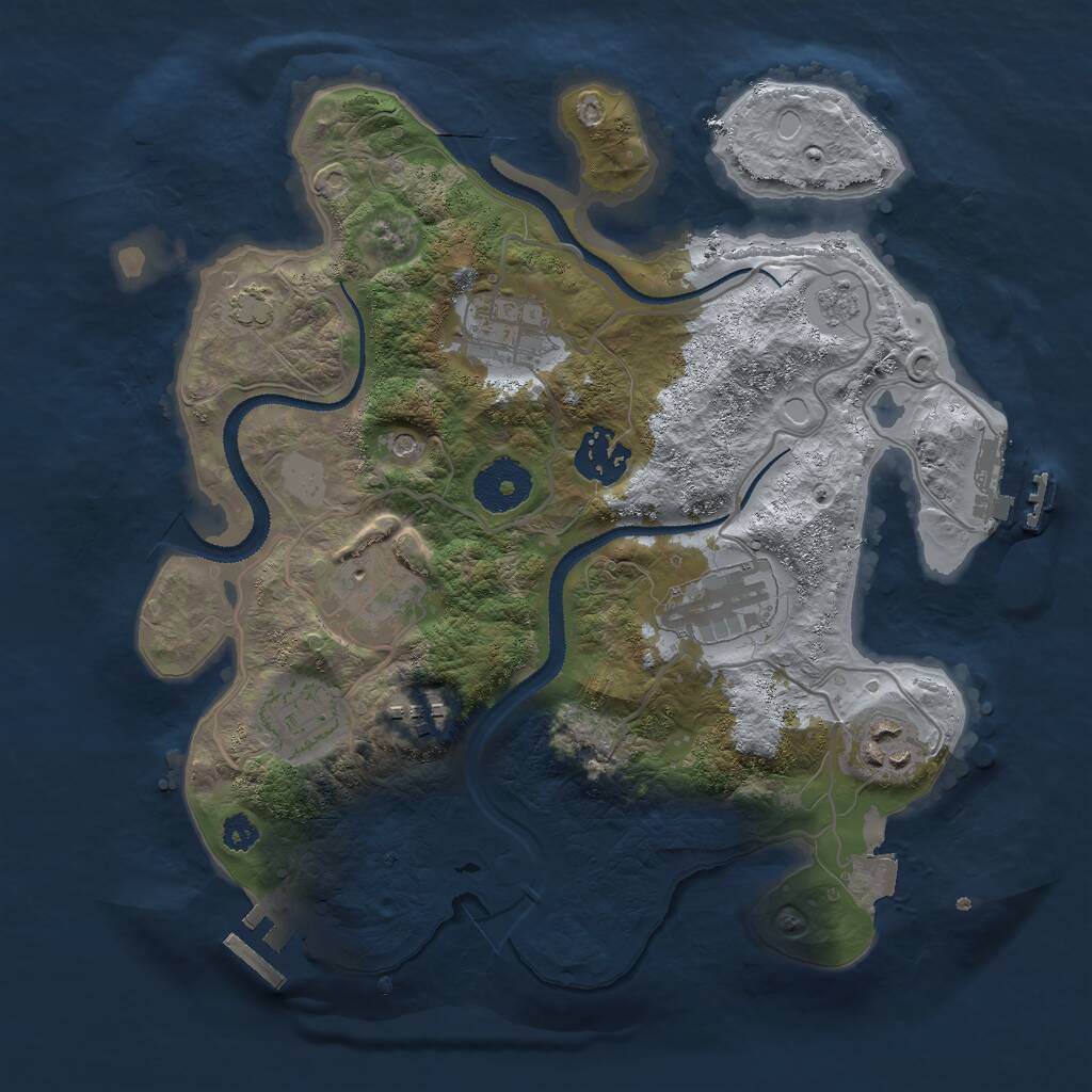 Rust Map: Procedural Map, Size: 3000, Seed: 1709318695, 13 Monuments