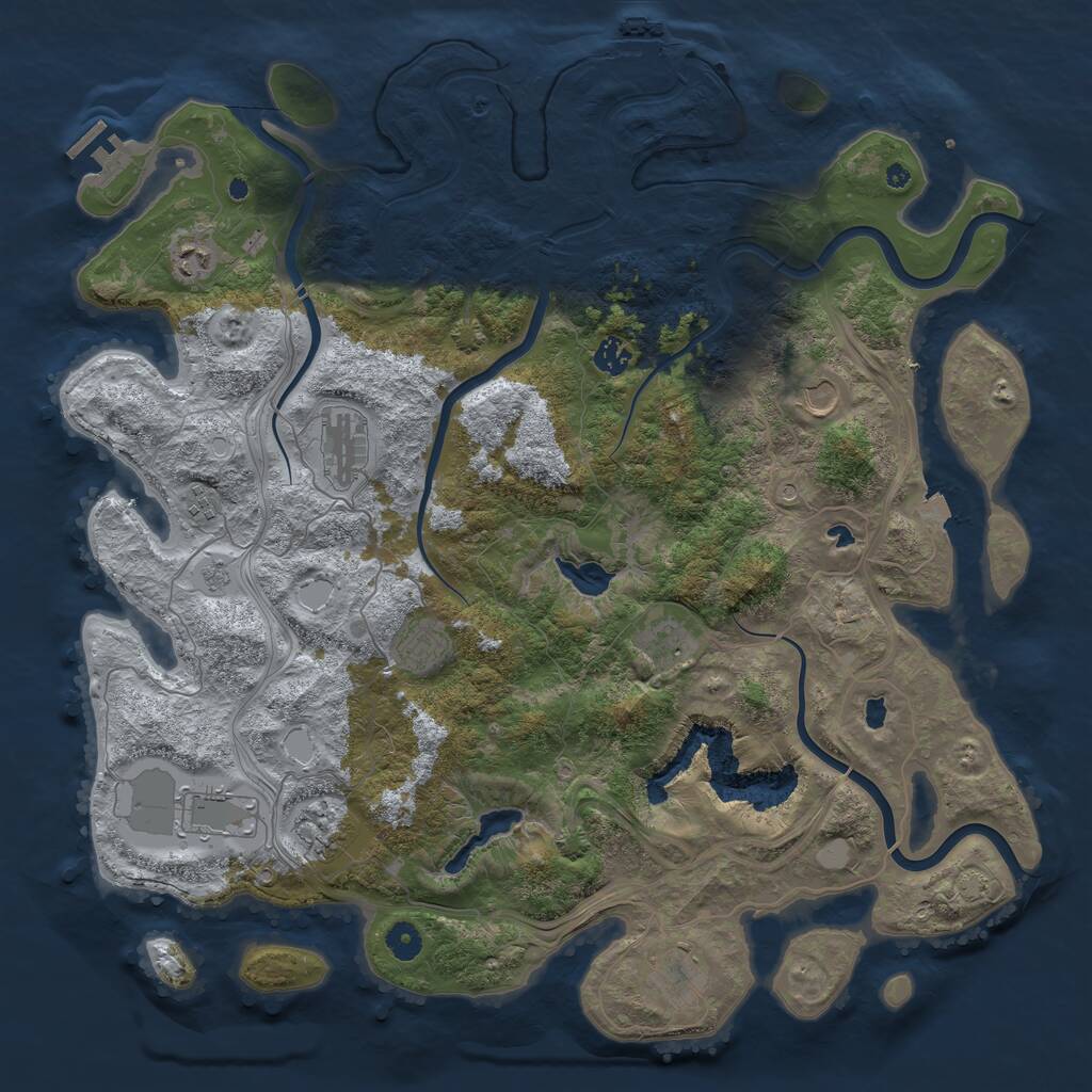 Rust Map: Procedural Map, Size: 4500, Seed: 66301, 16 Monuments