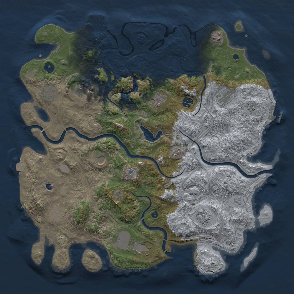 Rust Map: Procedural Map, Size: 4300, Seed: 708497076, 17 Monuments