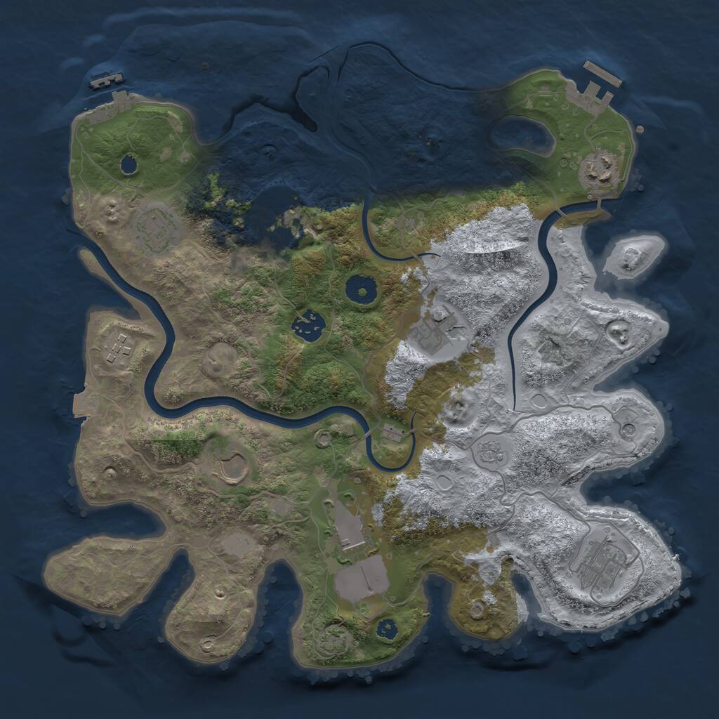 Rust Map: Procedural Map, Size: 3500, Seed: 1793009082, 15 Monuments