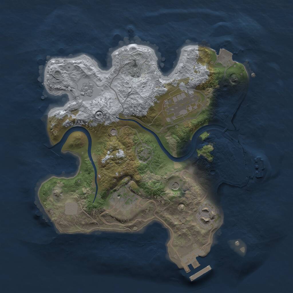 Rust Map: Procedural Map, Size: 2500, Seed: 36763271, 9 Monuments