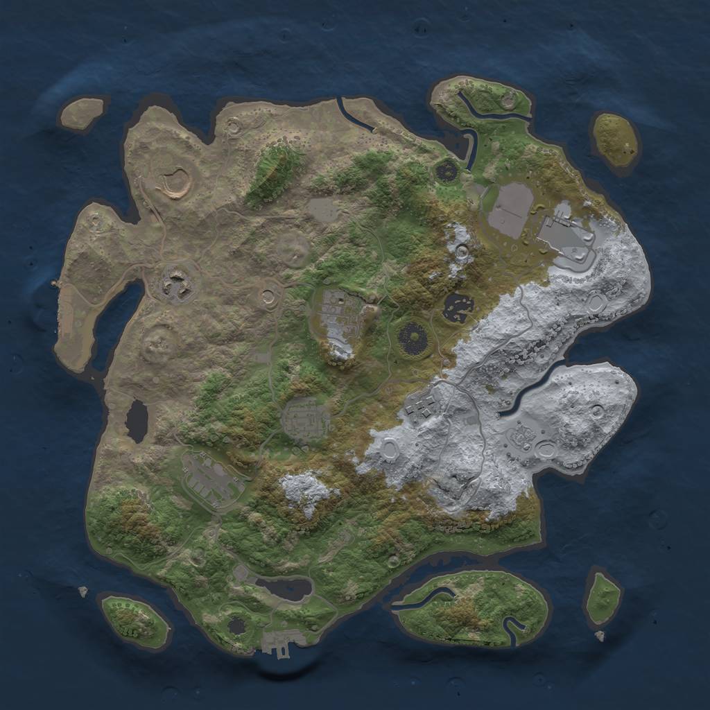 Rust Map: Procedural Map, Size: 3500, Seed: 1851611214, 17 Monuments