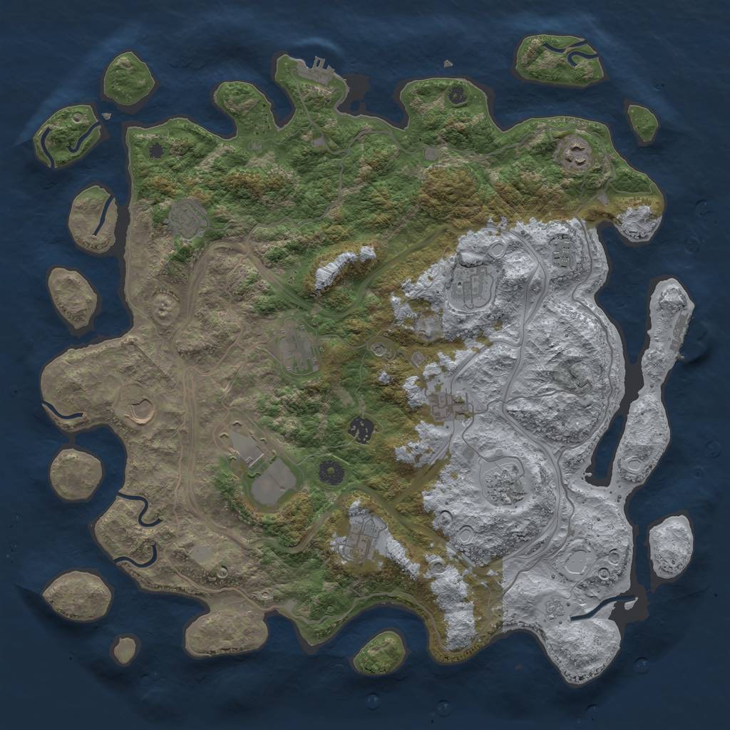Rust Map: Procedural Map, Size: 4300, Seed: 91374682, 20 Monuments