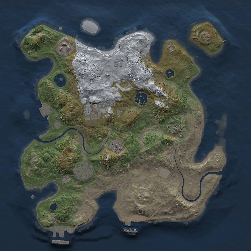 Rust Map: Procedural Map, Size: 3000, Seed: 95535, 10 Monuments