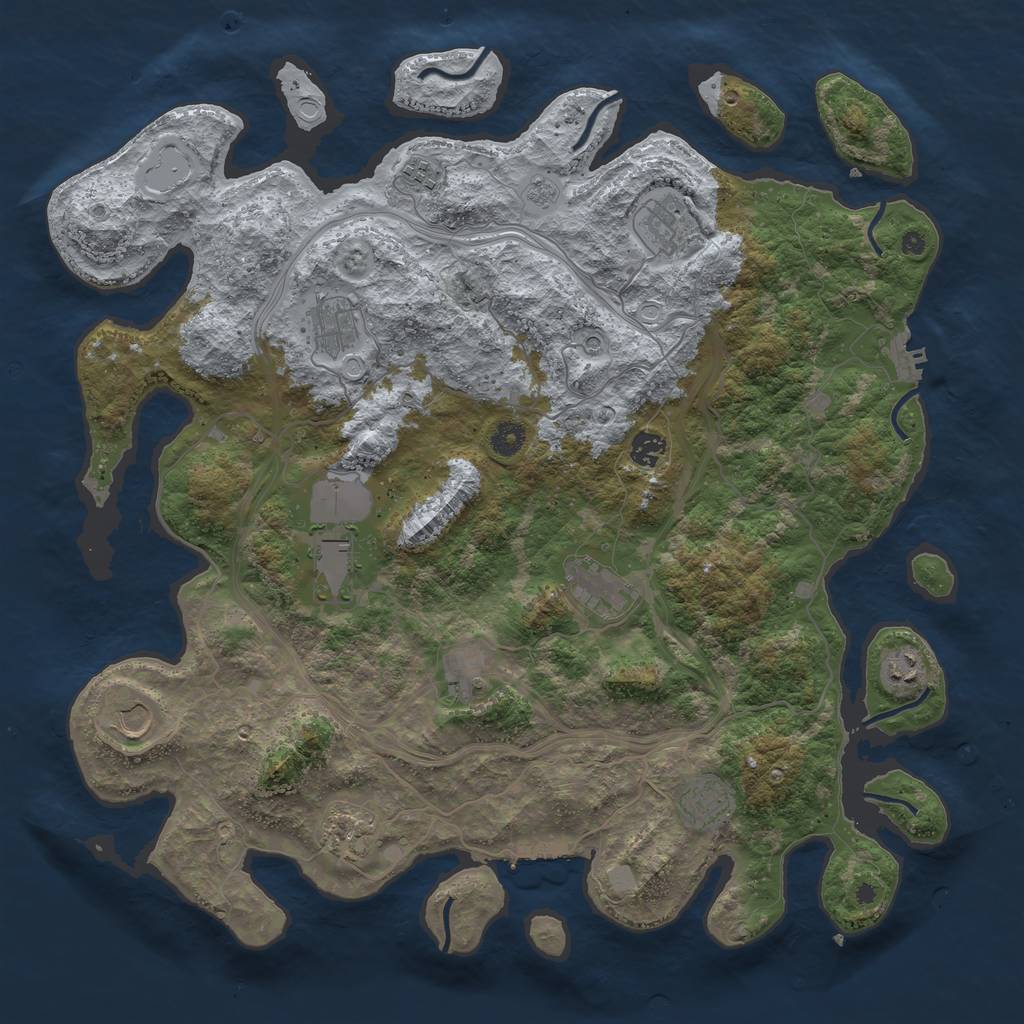 Rust Map: Procedural Map, Size: 4400, Seed: 1234, 20 Monuments