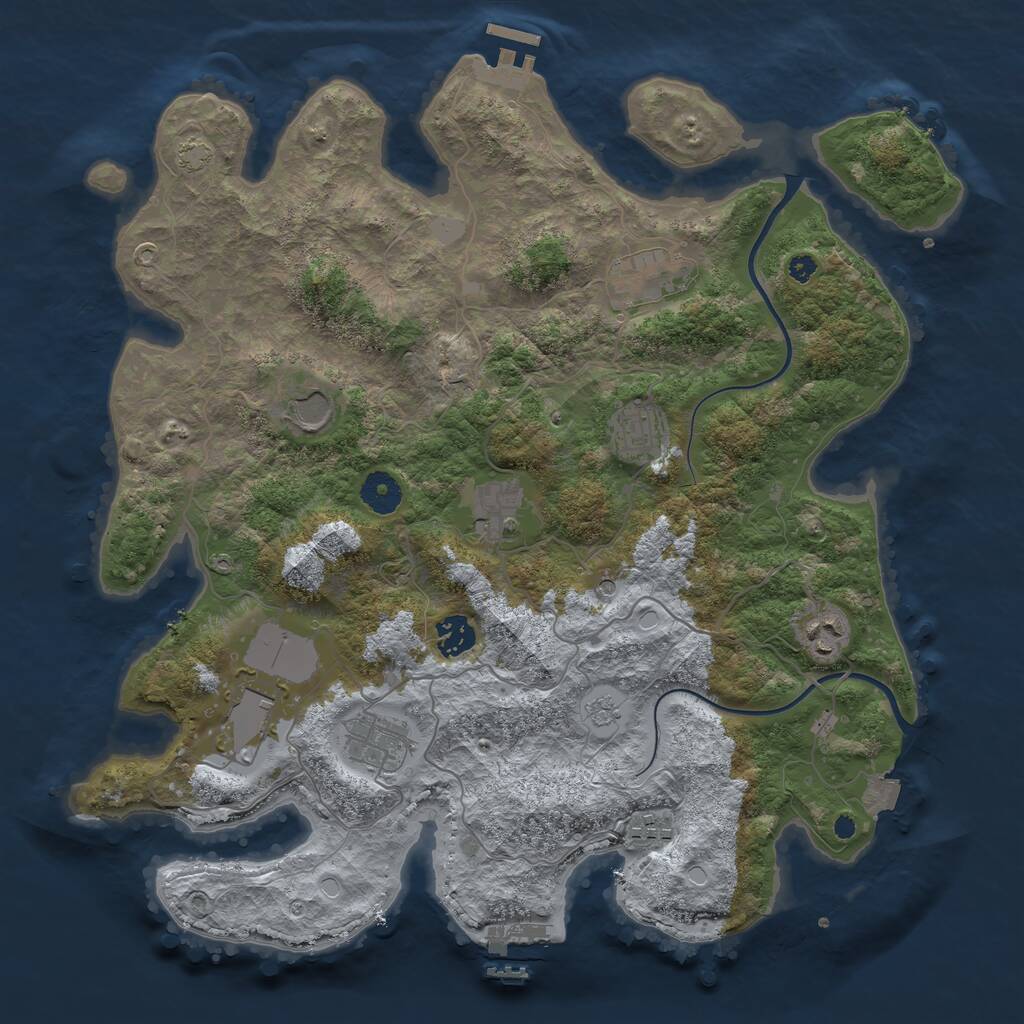 Rust Map: Procedural Map, Size: 3800, Seed: 102957, 15 Monuments