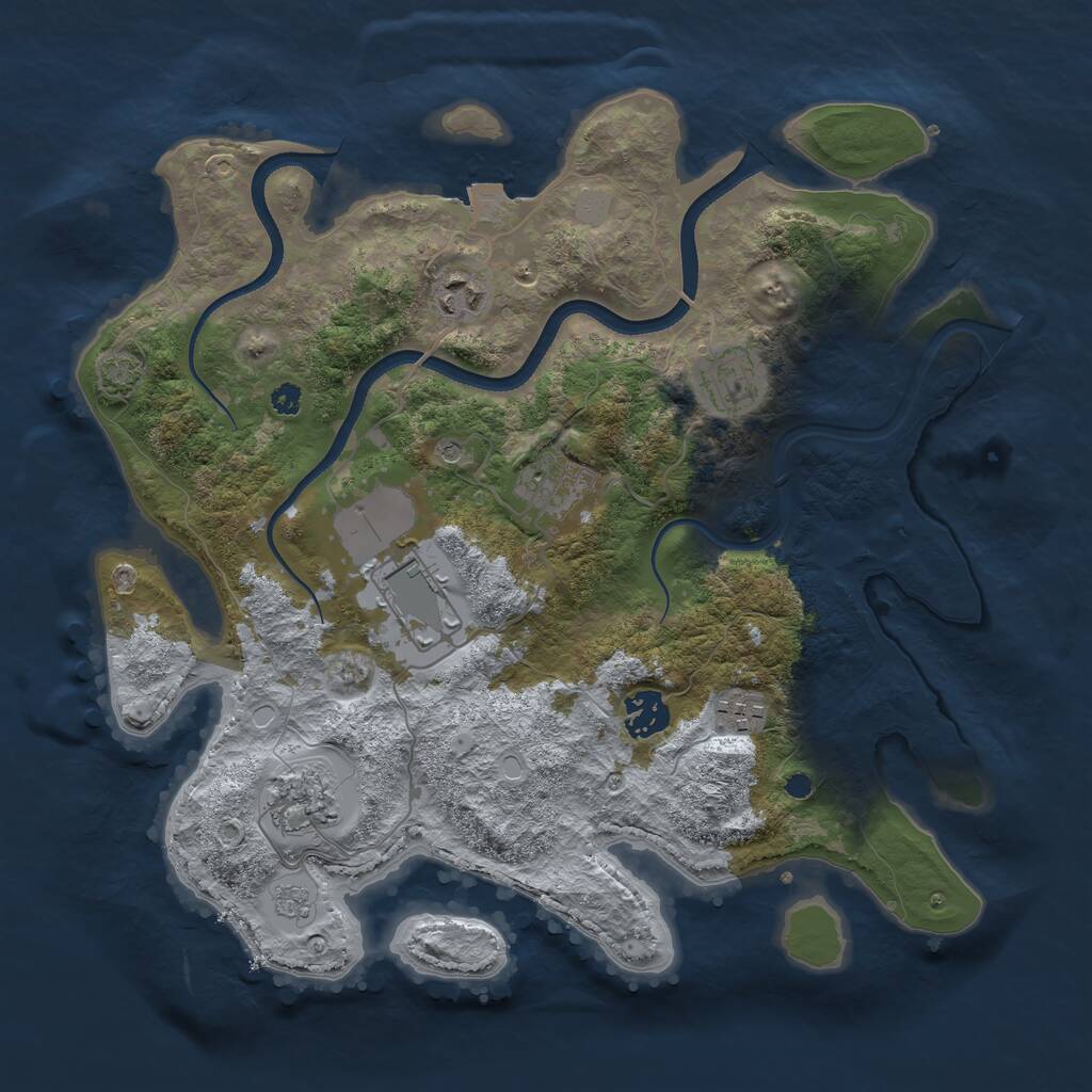 Rust Map: Procedural Map, Size: 3500, Seed: 83249275, 11 Monuments