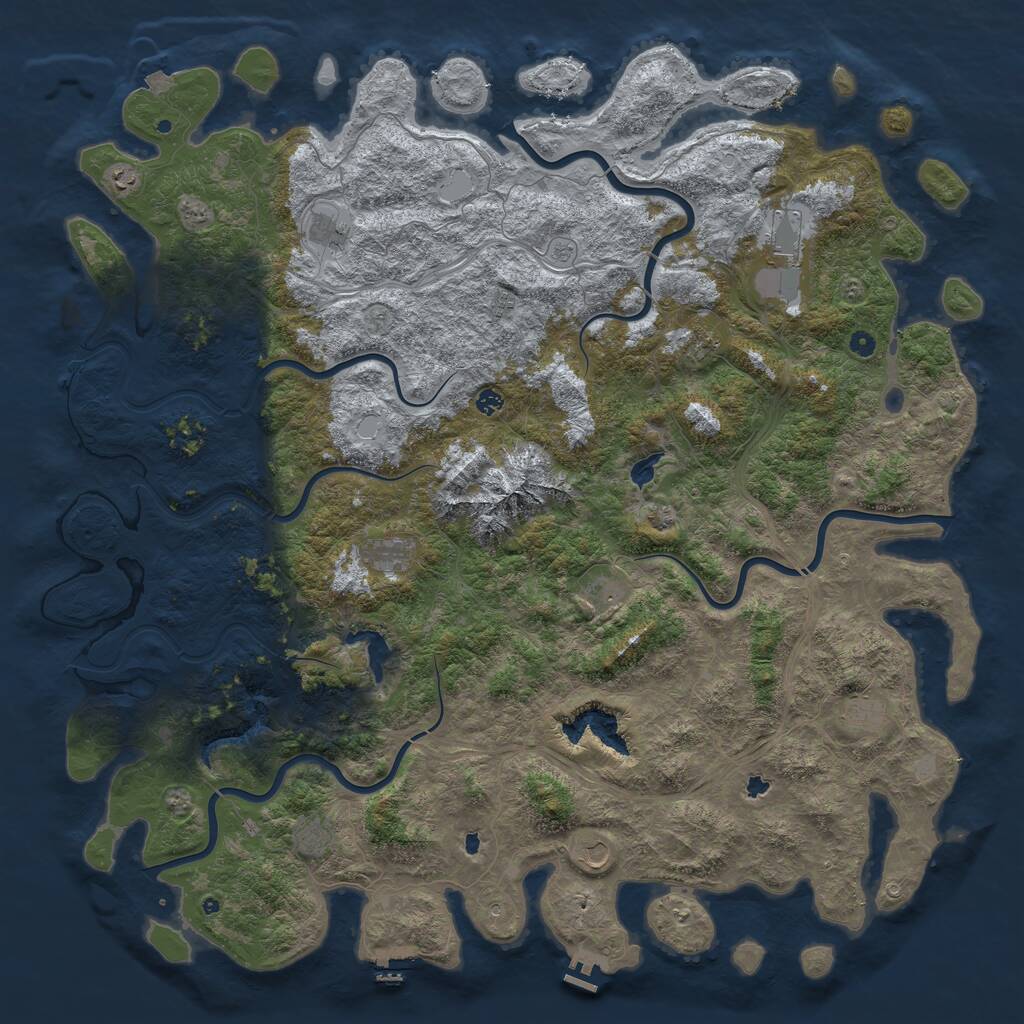Rust Map: Procedural Map, Size: 6000, Seed: 65498169, 17 Monuments