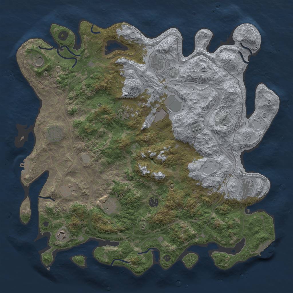 Rust Map: Procedural Map, Size: 4500, Seed: 779407340, 20 Monuments