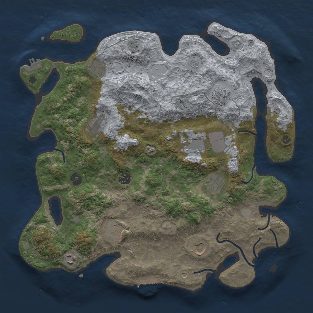 Rust Map: Procedural Map, Size: 3900, Seed: 74068974, 19 Monuments