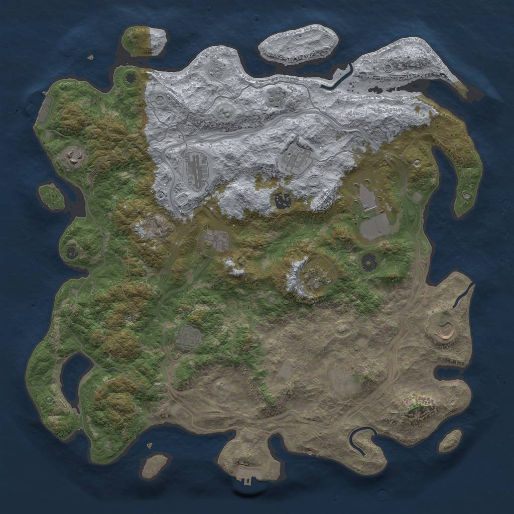 Rust Map: Procedural Map, Size: 4500, Seed: 1586738726, 20 Monuments