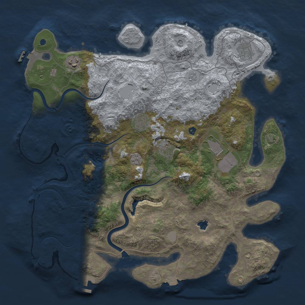 Rust Map: Procedural Map, Size: 4000, Seed: 886238, 12 Monuments