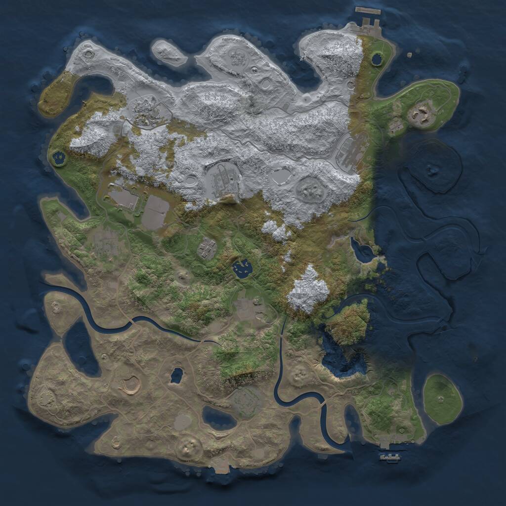 Rust Map: Procedural Map, Size: 4000, Seed: 1942870910, 17 Monuments
