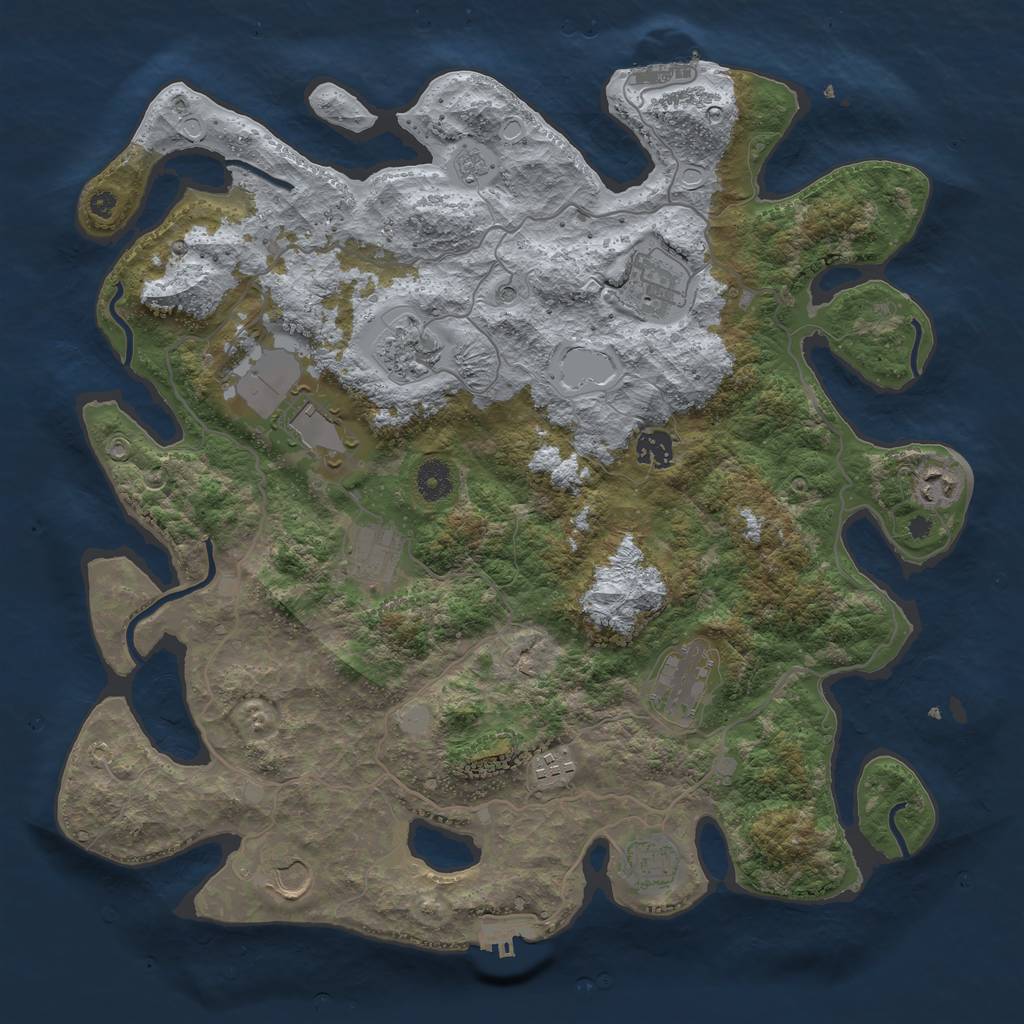 Rust Map: Procedural Map, Size: 4000, Seed: 1942870910, 19 Monuments
