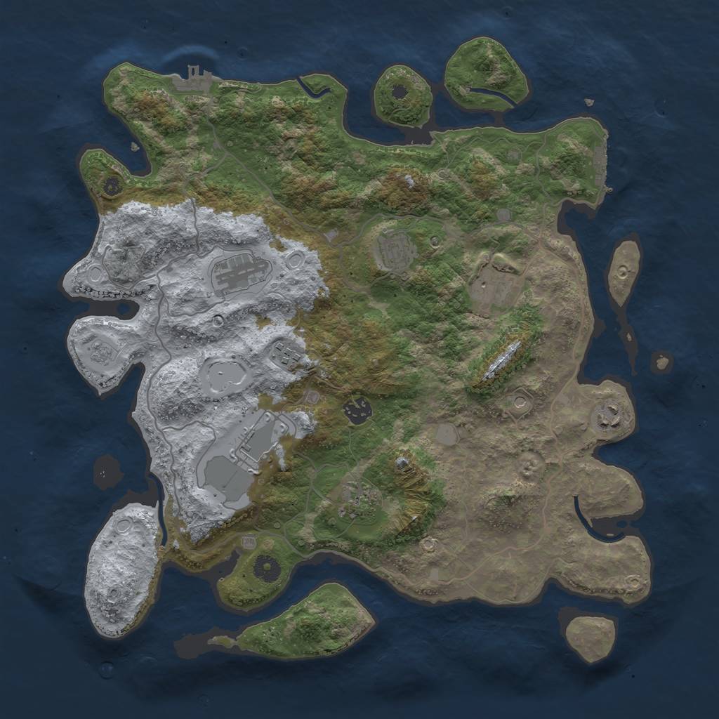 Rust Map: Procedural Map, Size: 4000, Seed: 571064381, 17 Monuments