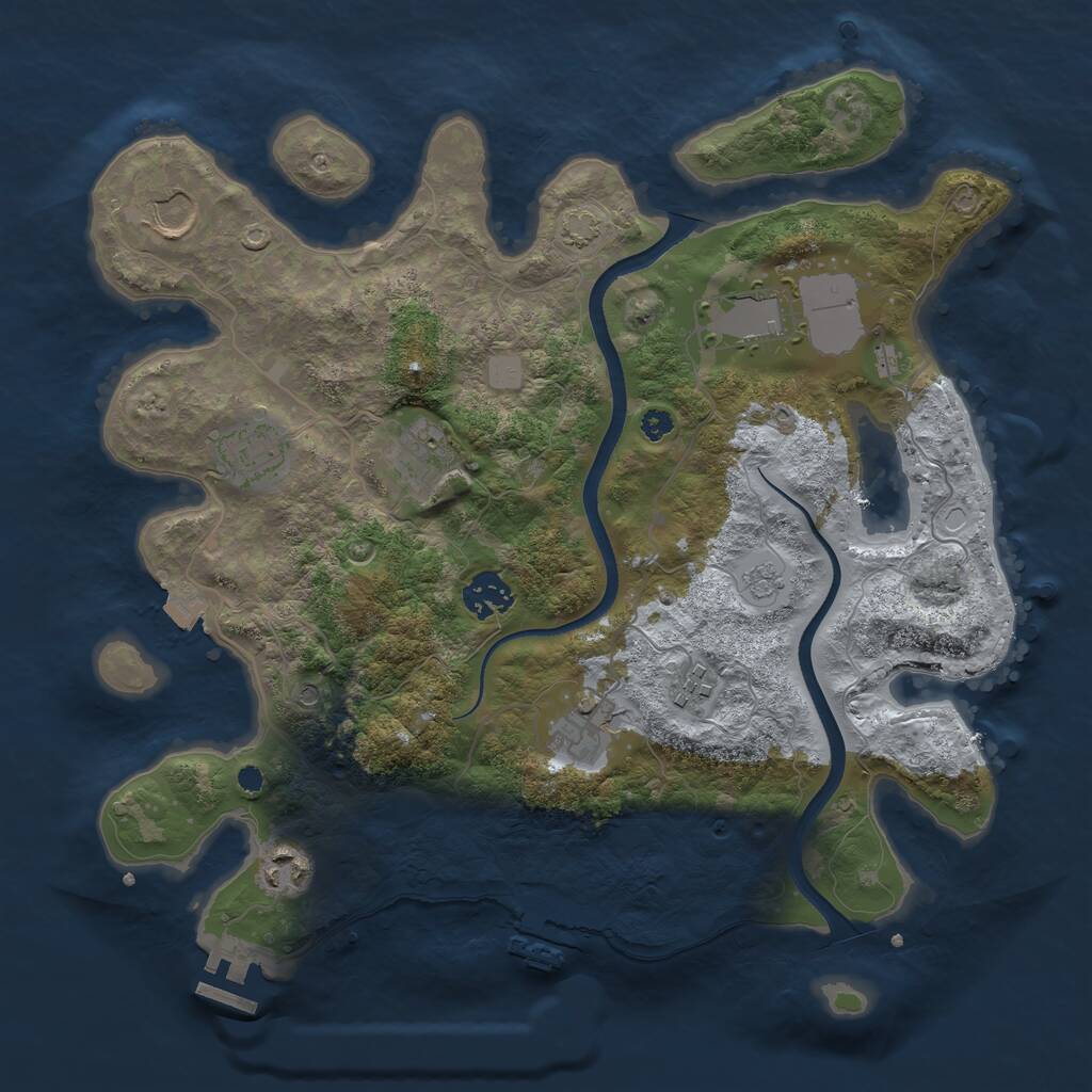 Rust Map: Procedural Map, Size: 3500, Seed: 1293290390, 14 Monuments