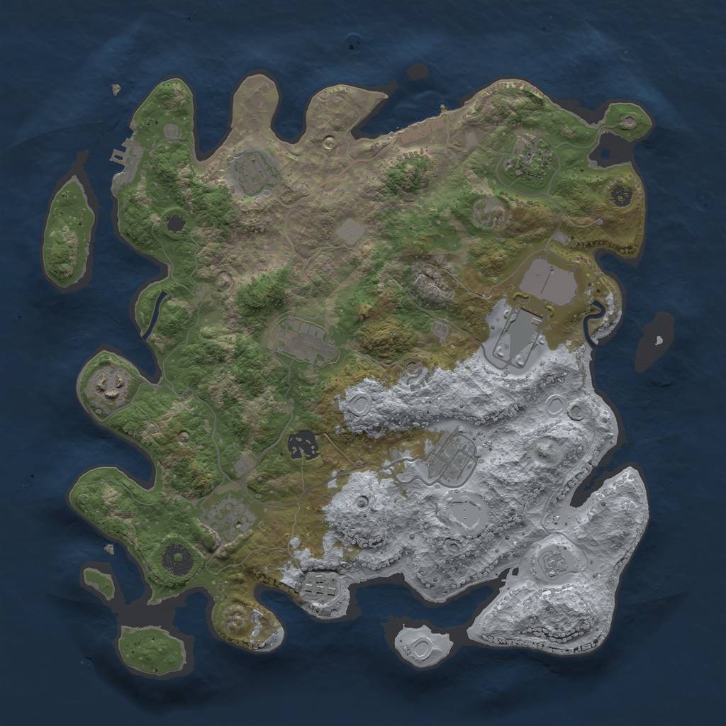 Rust Map: Procedural Map, Size: 3500, Seed: 845877960, 18 Monuments