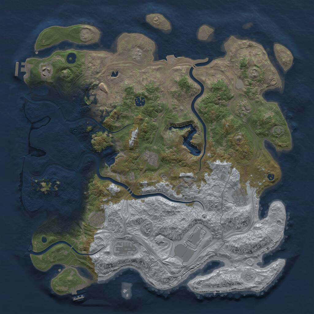 Rust Map: Procedural Map, Size: 4500, Seed: 601040439, 16 Monuments