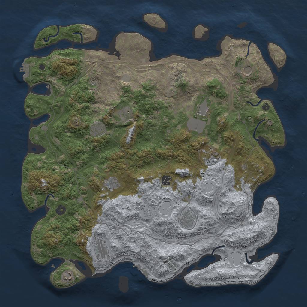 Rust Map: Procedural Map, Size: 4500, Seed: 601040439, 20 Monuments
