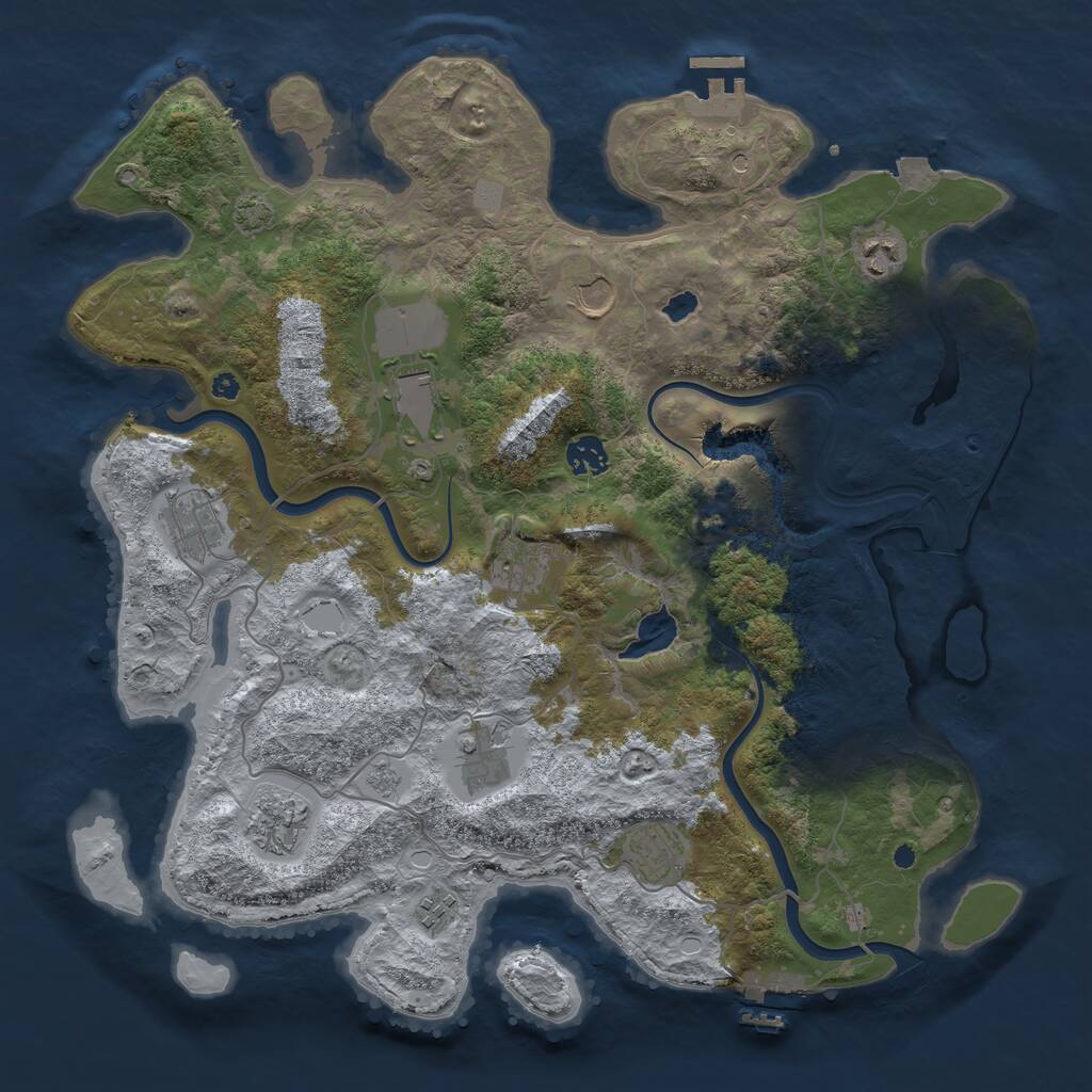 Rust Map: Procedural Map, Size: 4000, Seed: 658771209, 16 Monuments