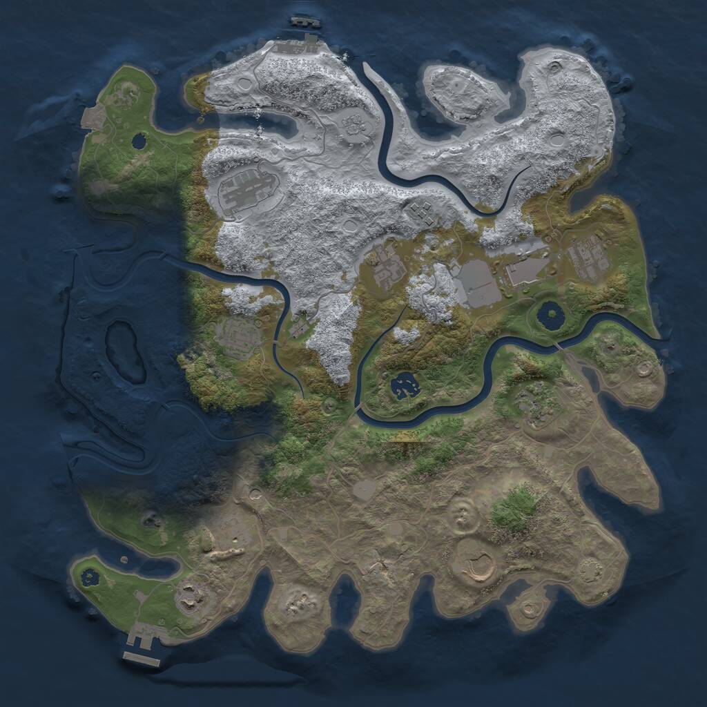 Rust Map: Procedural Map, Size: 3850, Seed: 442265769, 17 Monuments