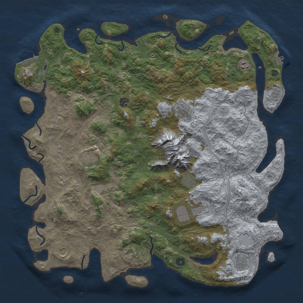 Rust Map: Procedural Map, Size: 5000, Seed: 374358824, 20 Monuments