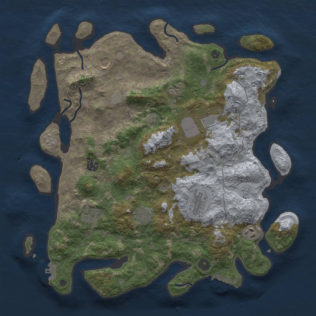 Rust Map: Procedural Map, Size: 4000, Seed: 1254, 18 Monuments
