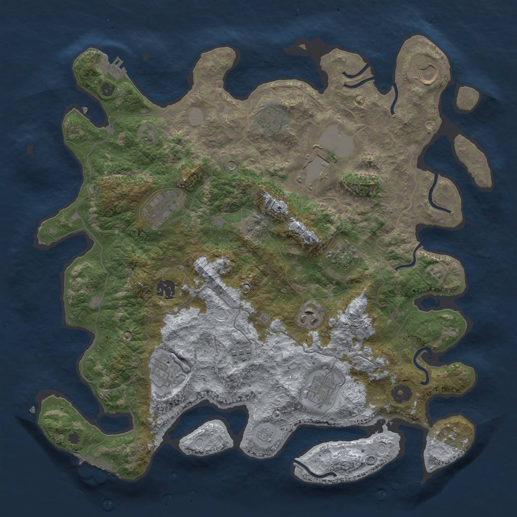 Rust Map: Procedural Map, Size: 4000, Seed: 195485, 19 Monuments