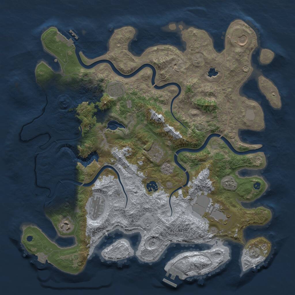 Rust Map: Procedural Map, Size: 4000, Seed: 195485, 14 Monuments
