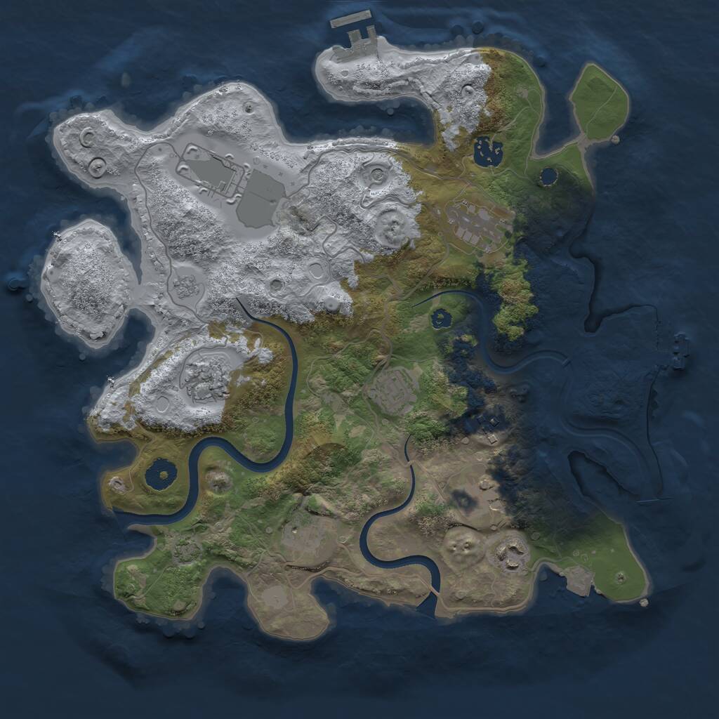 Rust Map: Procedural Map, Size: 3500, Seed: 41321, 15 Monuments