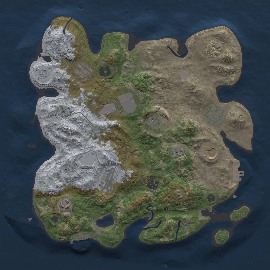 Rust Map: Procedural Map, Size: 3500, Seed: 66613998, 19 Monuments