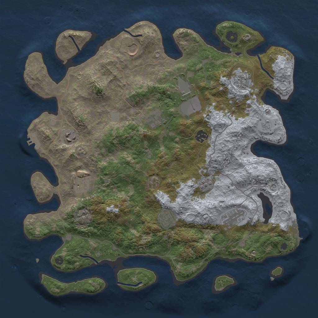 Rust Map: Procedural Map, Size: 4000, Seed: 1994983411, 19 Monuments