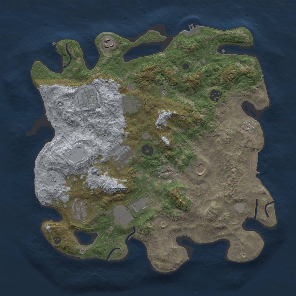 Rust Map: Procedural Map, Size: 3800, Seed: 78873242, 18 Monuments