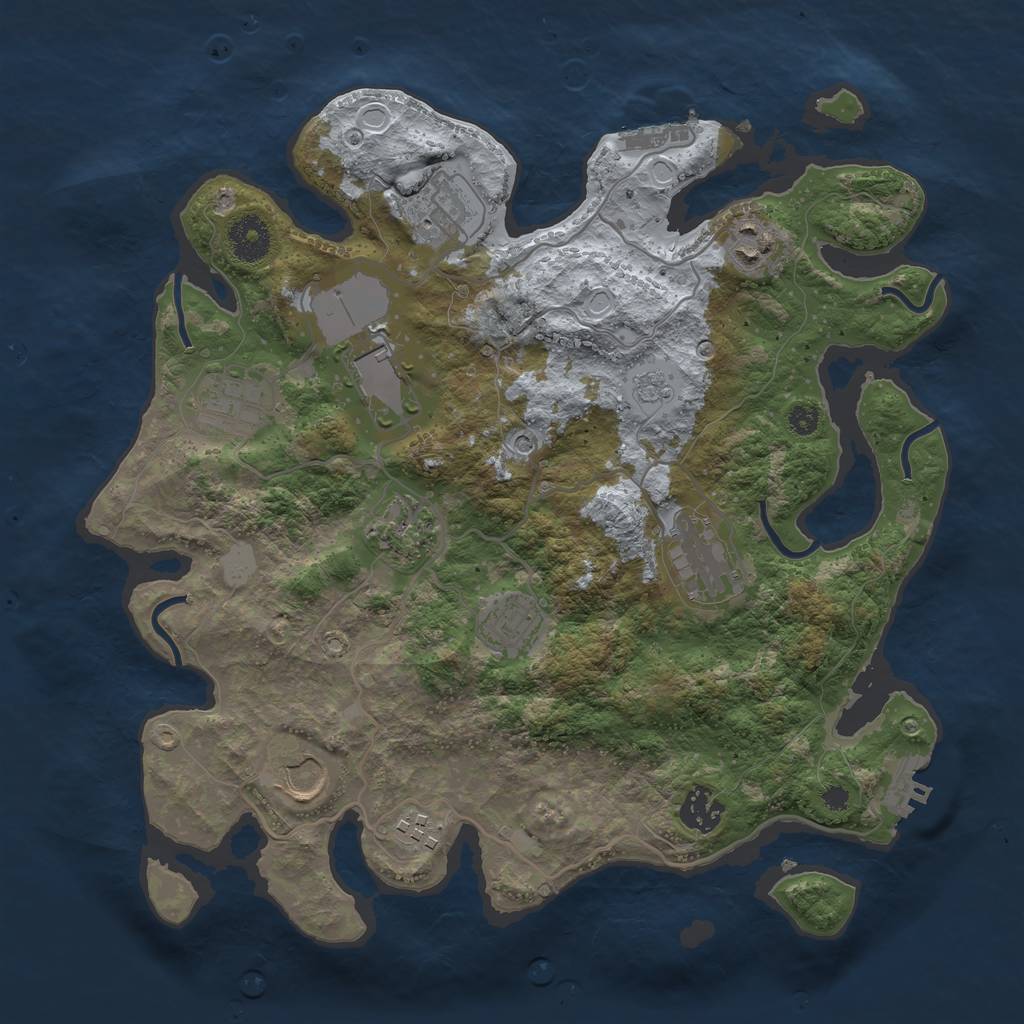 Rust Map: Procedural Map, Size: 3500, Seed: 472713037, 19 Monuments