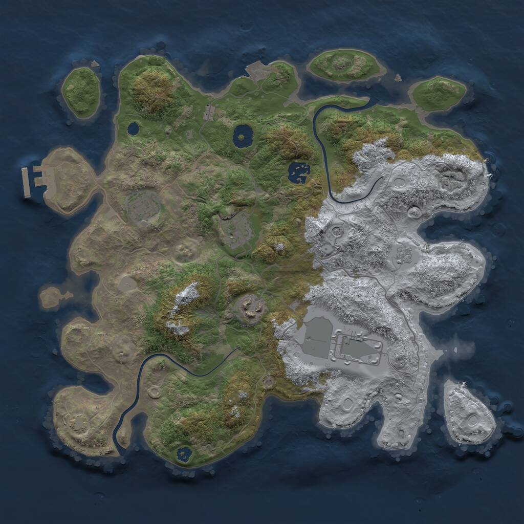 Rust Map: Procedural Map, Size: 3500, Seed: 136231139, 10 Monuments