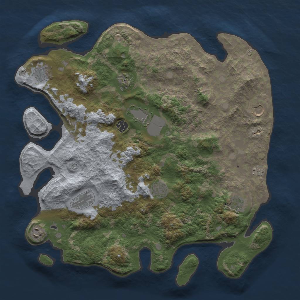 Rust Map: Barren, Size: 4000, Seed: 76616, 13 Monuments