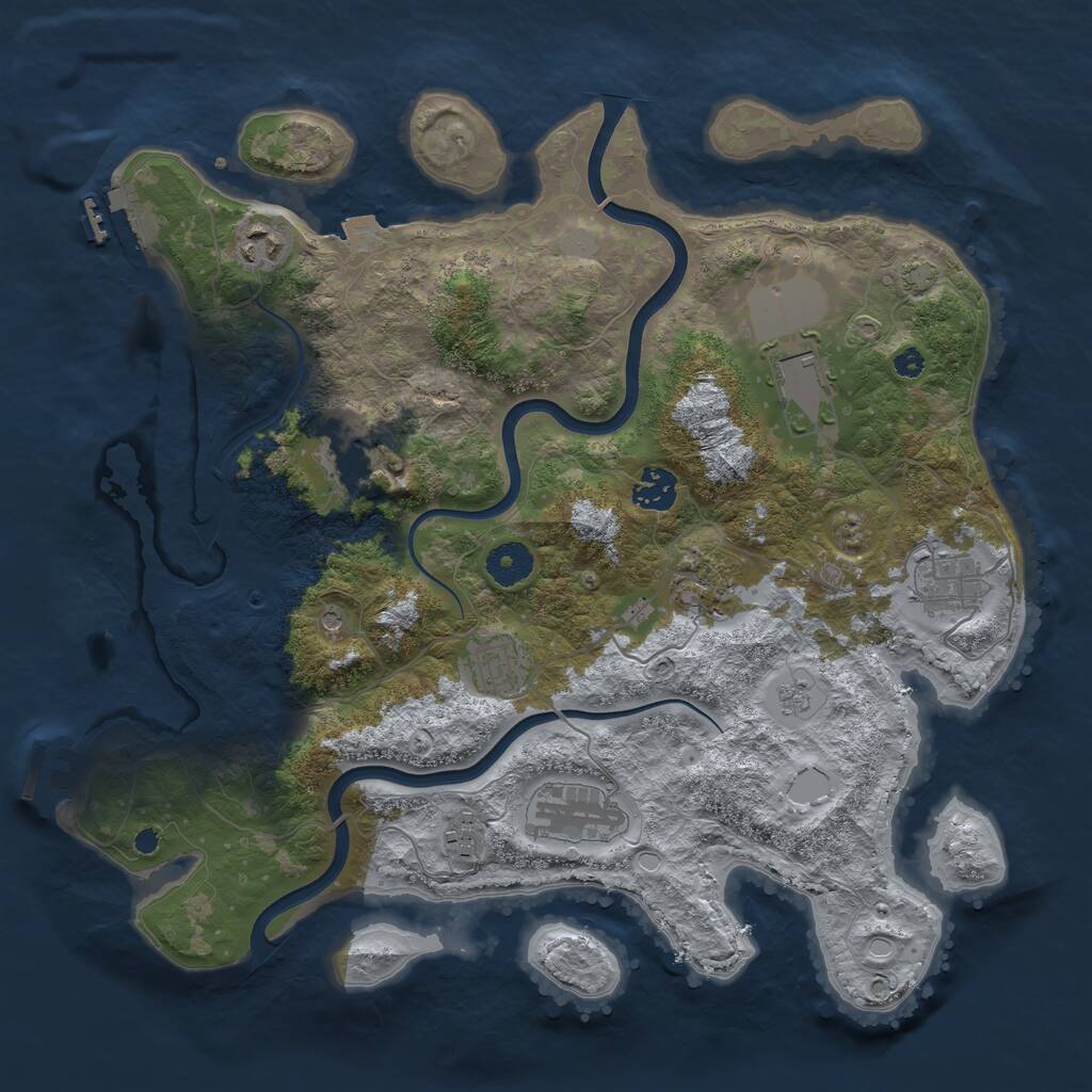 Rust Map: Procedural Map, Size: 3700, Seed: 48412, 15 Monuments