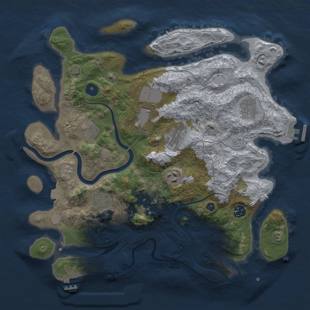 Rust Map: Procedural Map, Size: 3700, Seed: 1728070489, 15 Monuments