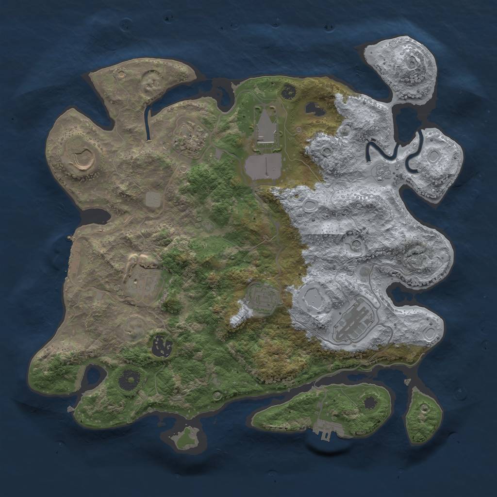 Rust Map: Procedural Map, Size: 3500, Seed: 1063757458, 16 Monuments
