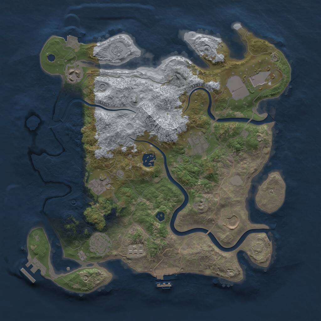 Rust Map: Procedural Map, Size: 3500, Seed: 455720201, 14 Monuments