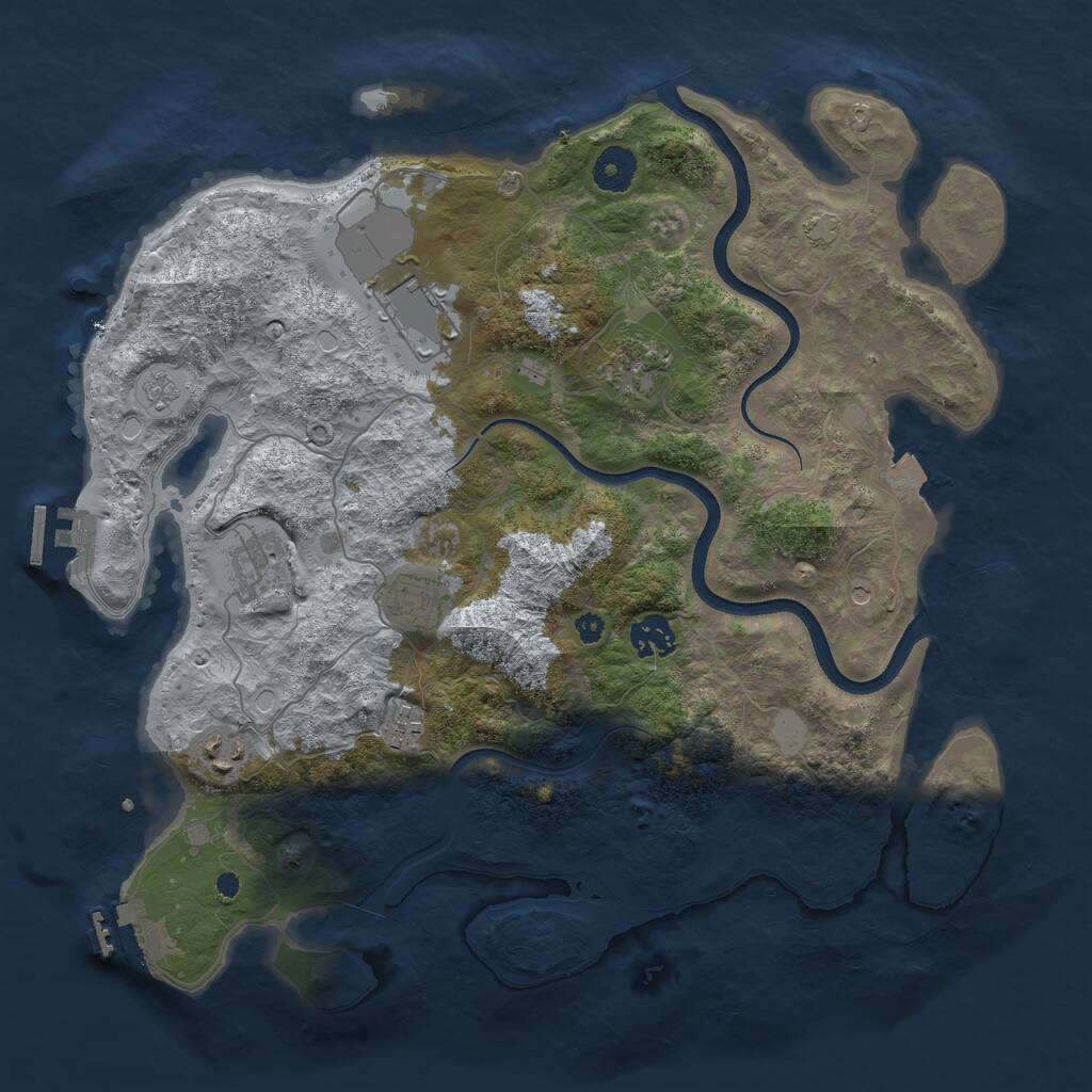 Rust Map: Procedural Map, Size: 3700, Seed: 324240596, 13 Monuments