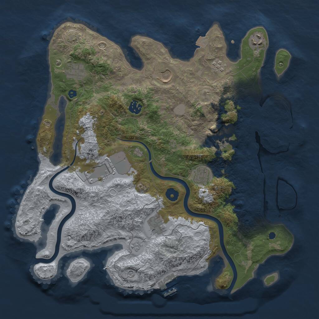 Rust Map: Procedural Map, Size: 3700, Seed: 1890545373, 15 Monuments