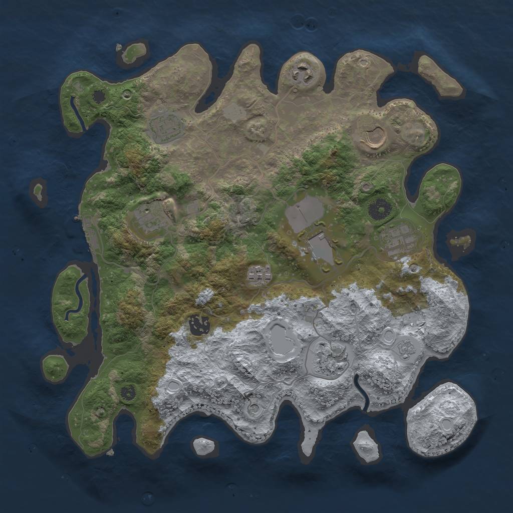 Rust Map: Procedural Map, Size: 3500, Seed: 1234260538, 17 Monuments