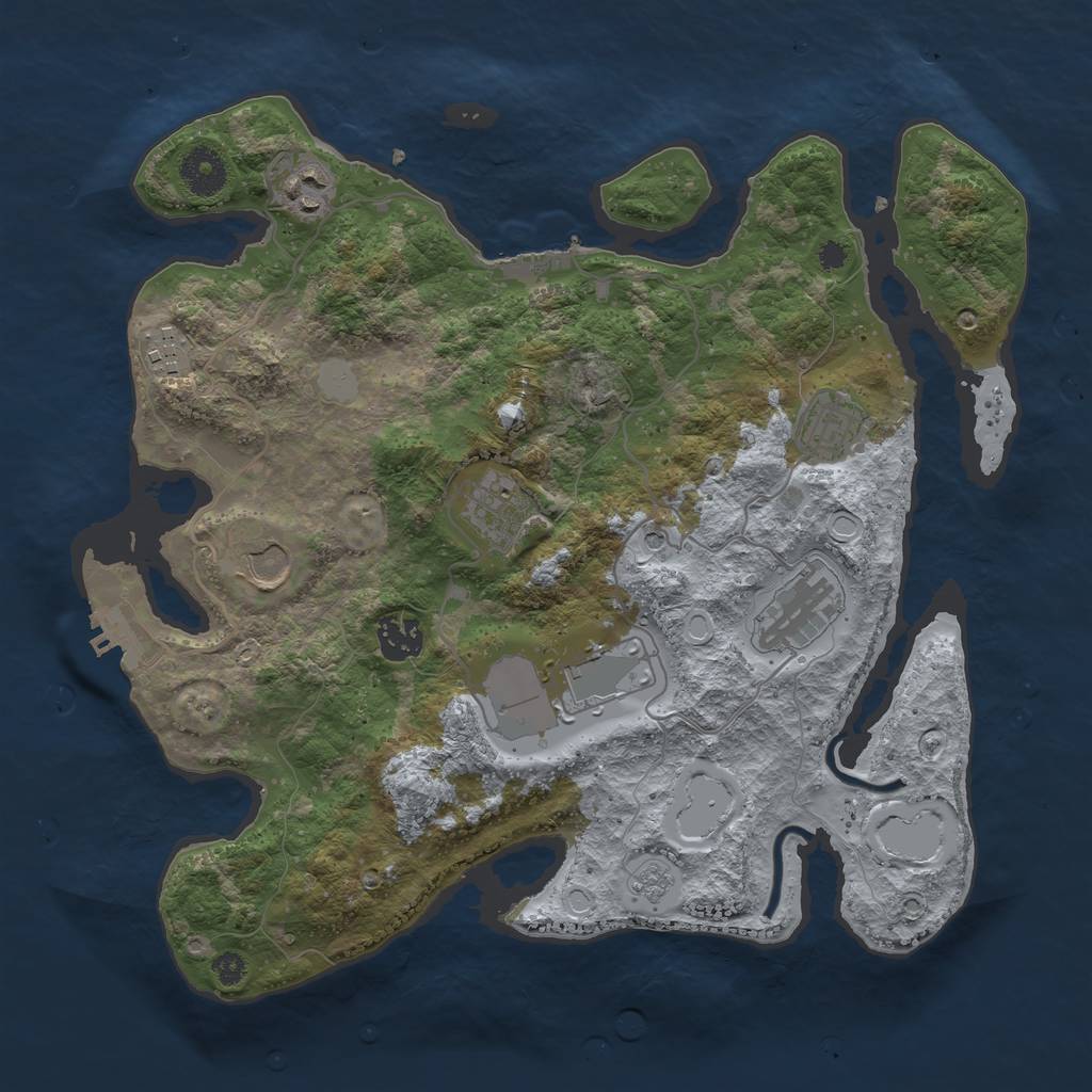 Rust Map: Procedural Map, Size: 3500, Seed: 50479887, 17 Monuments